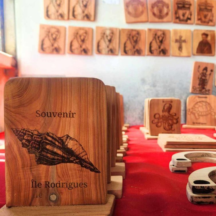 Atelier Boutik Artisanal woodwork of souvenirs in Rodrigues Island by Mr. Hortense