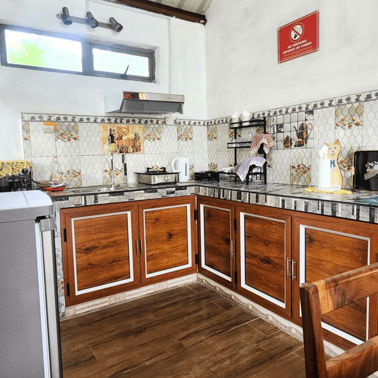 Fully equipped kitchen of La Vanille Rodrigues Island - long term rental