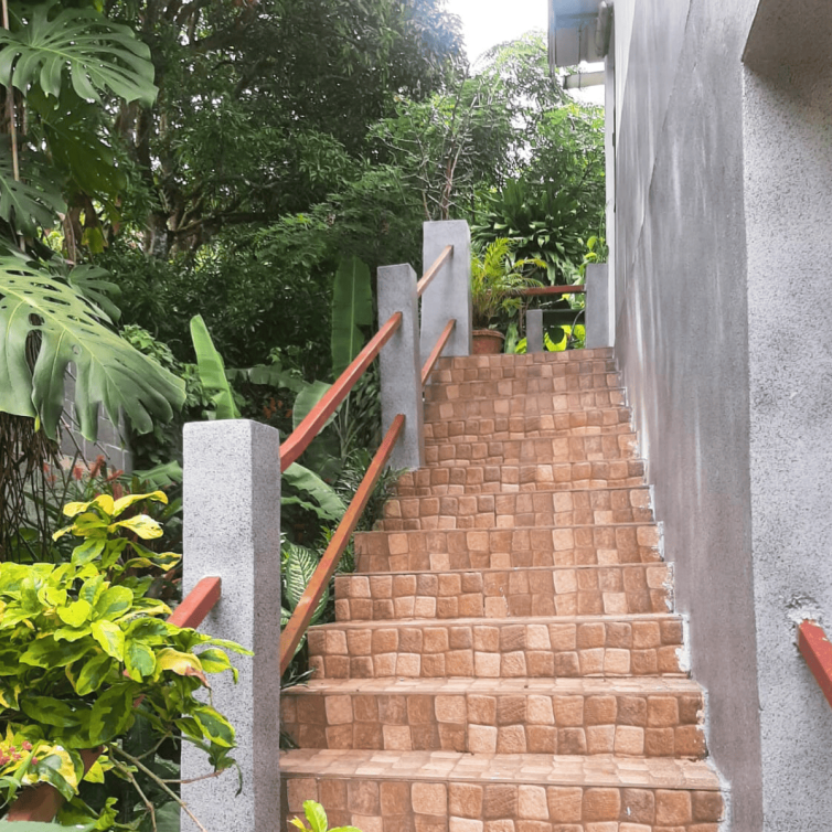 Stairs to reach the studio of La Vanille accommodation Rodrigues Island